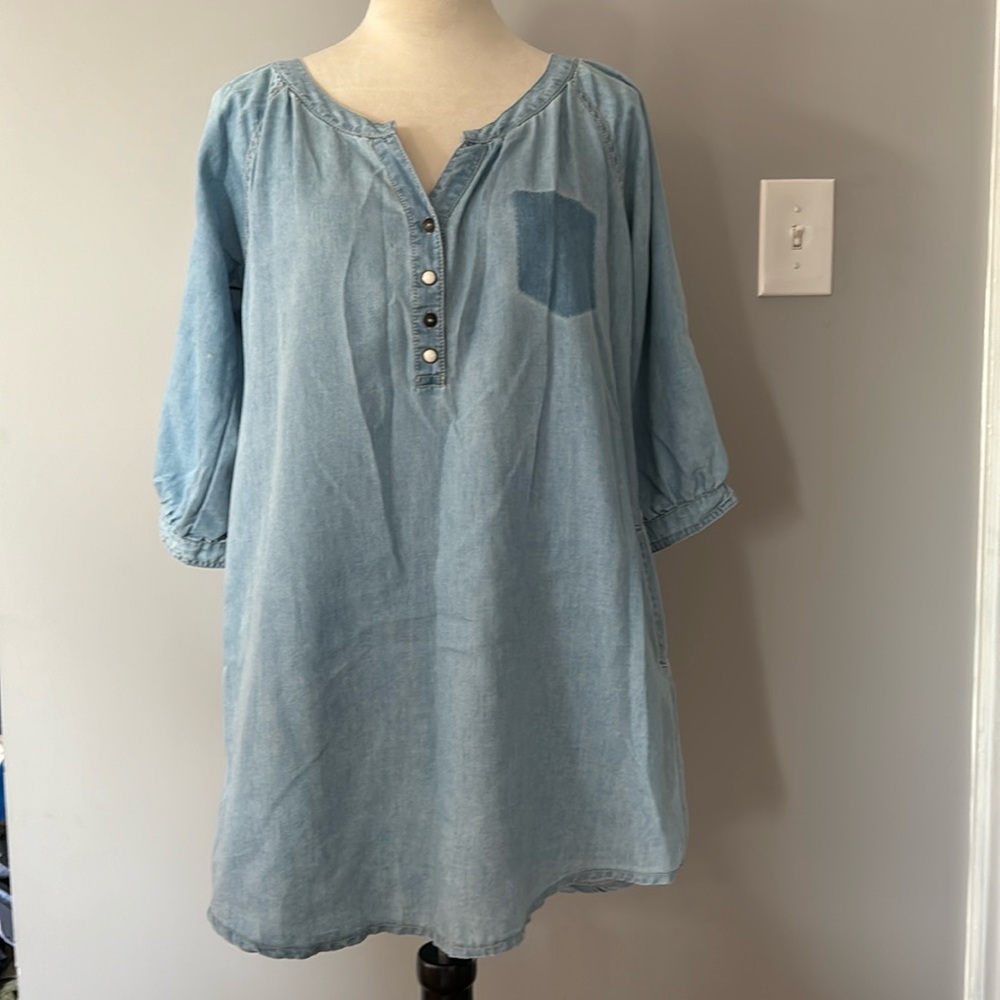 Zara Trafaluc women’s chambray tunic shirt size medium